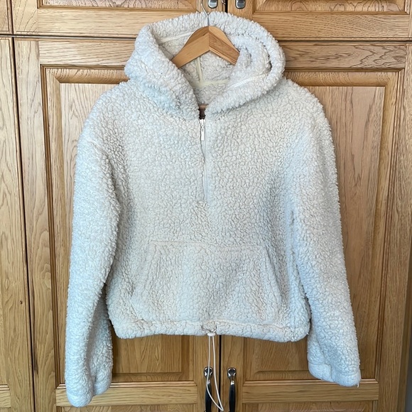 Harlow Tops - Harlow 1/4 Zip Sherpa Cropped Hoodie size small